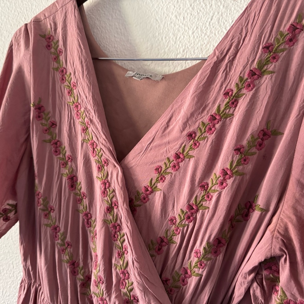 Jodifl Parklan Floral Embroidered Wrap Tie Dress Boho Chic Medium Stunning - Picture 6 of 16